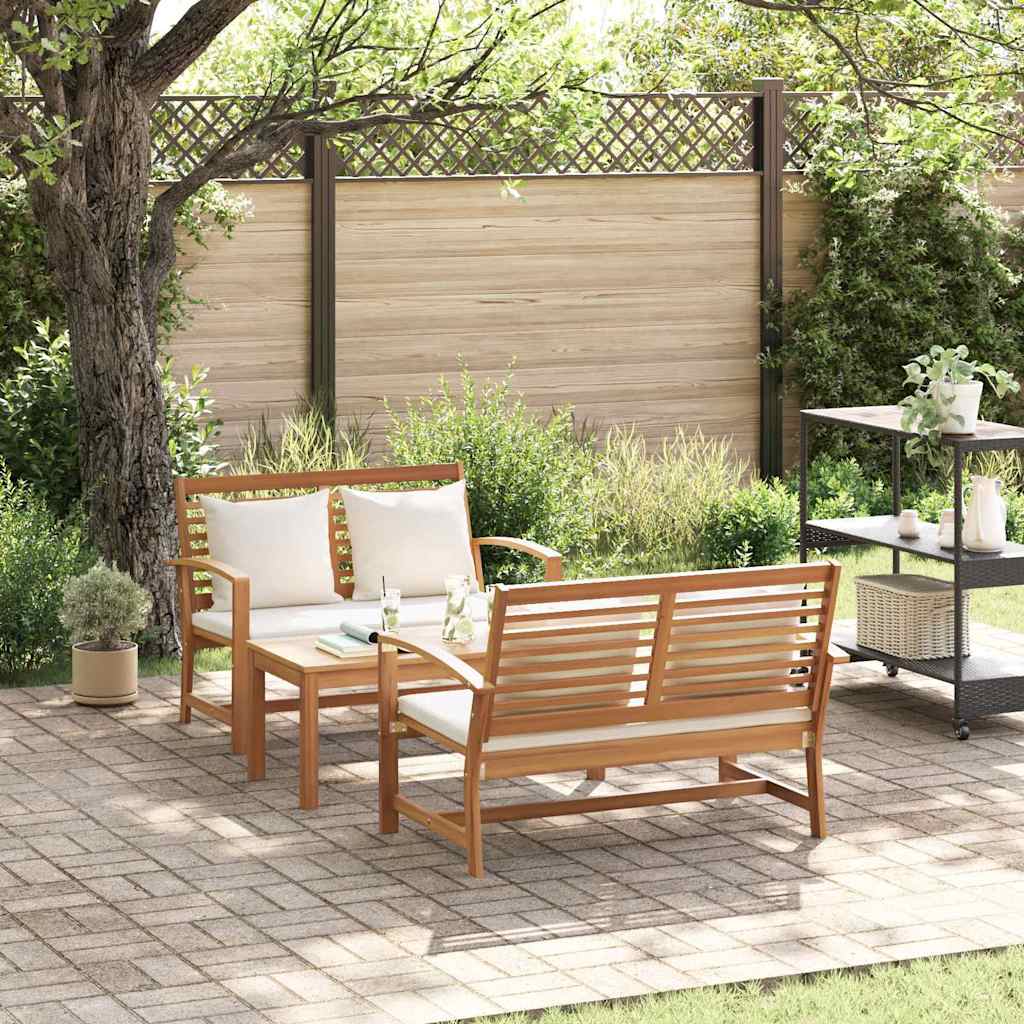 Set Divano da Giardino 3 pcs Naturale Legno massello di teak