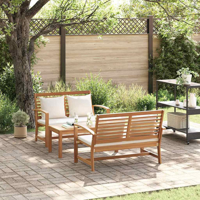 Set Divano da Giardino 3 pcs Naturale Legno massello di teak