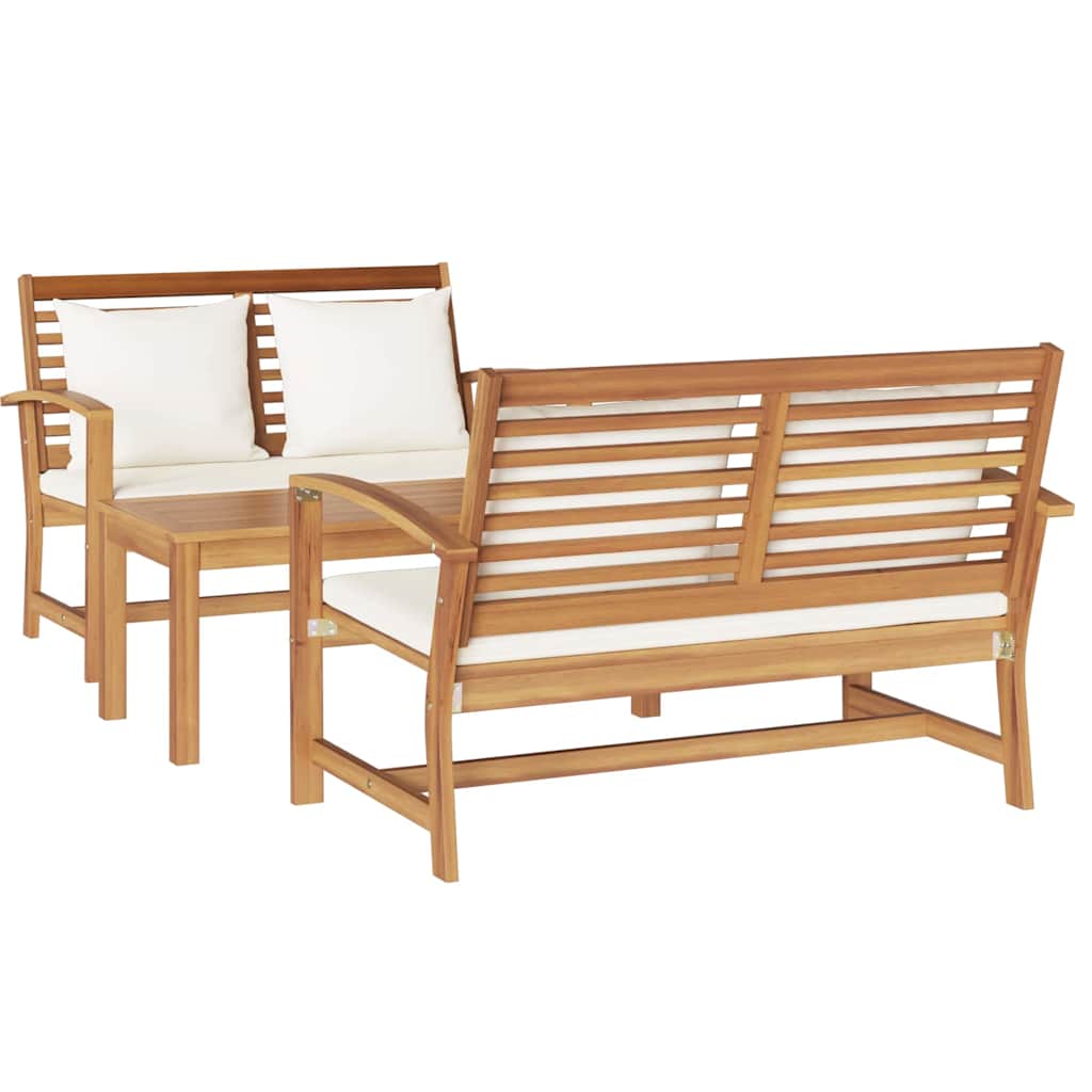 Set Divano da Giardino 3 pcs Naturale Legno massello di teak