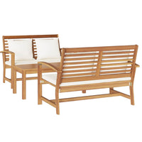 Set Divano da Giardino 3 pcs Naturale Legno massello di teak