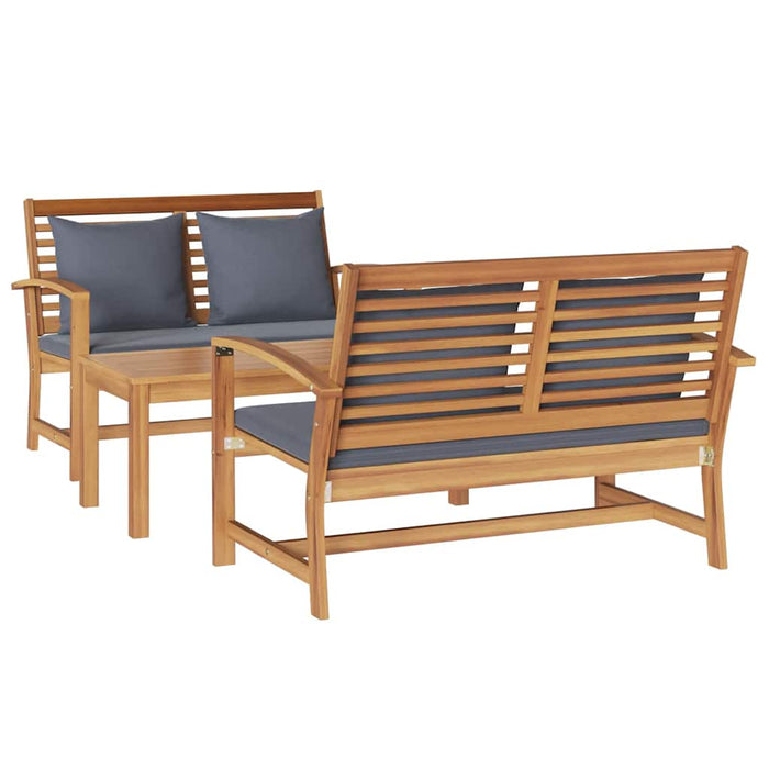 Set Divano da Giardino 3 pcs Naturale Legno massello di teak