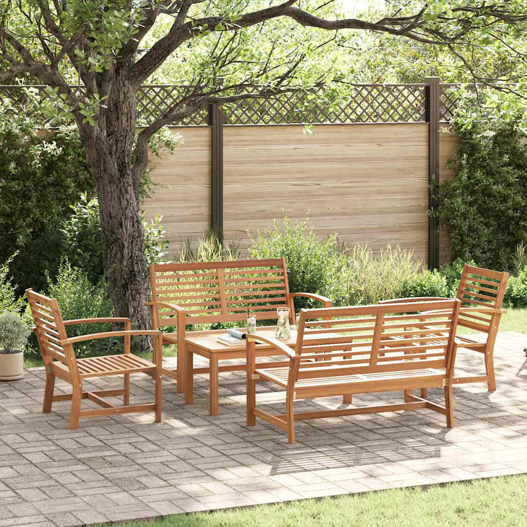 Set Divano da Giardino 5 pcs Naturale Legno massello di teak