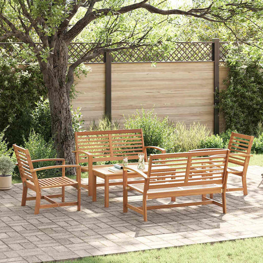 Set Divano da Giardino 5 pcs Naturale Legno massello di teak