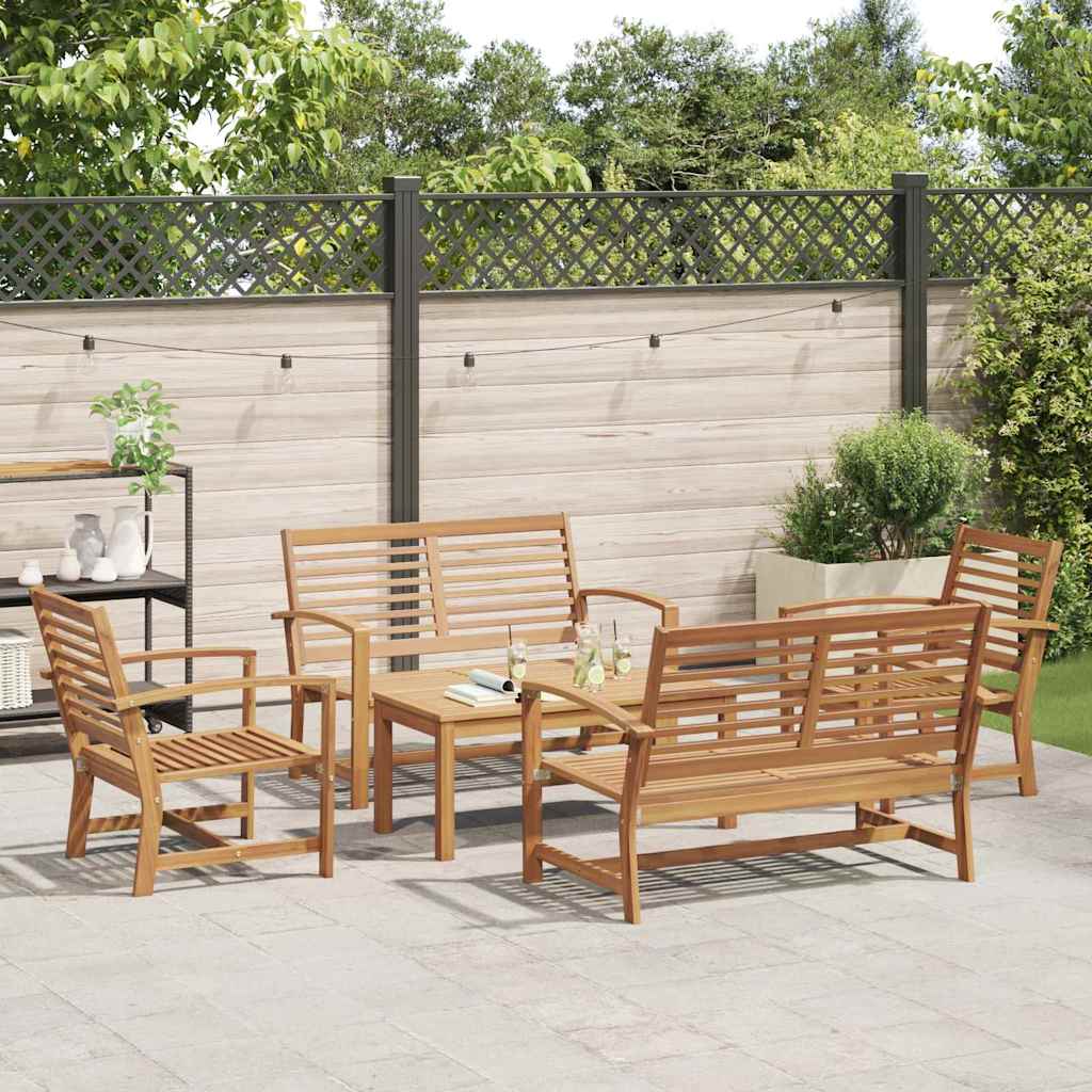 Set Divano da Giardino 5 pcs Naturale Legno massello di teak