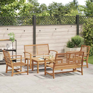 Set Divano da Giardino 5 pcs Naturale Legno massello di teak