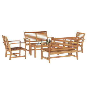 Set Divano da Giardino 5 pcs Naturale Legno massello di teak