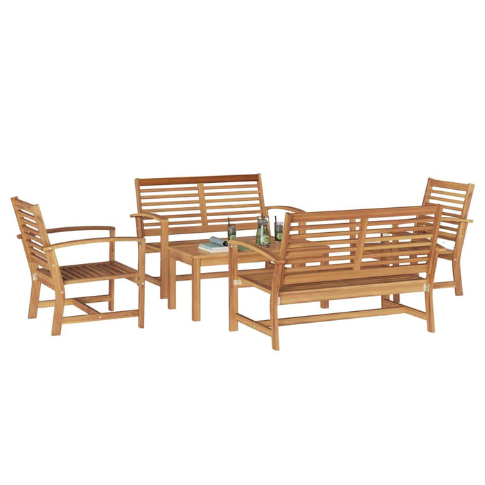 Set Divano da Giardino 5 pcs Naturale Legno massello di teak