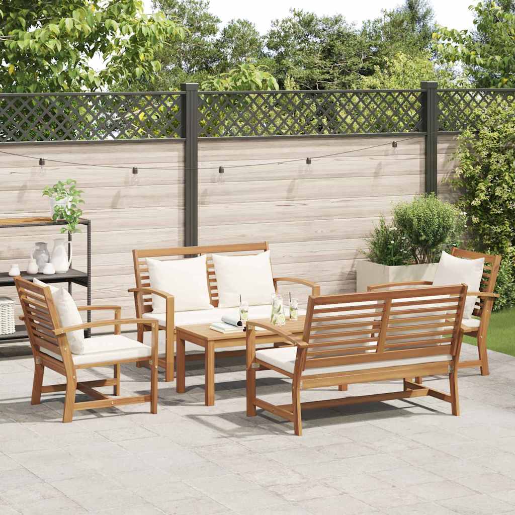 Set Divano da Giardino 5 pcs Naturale Legno massello di teak
