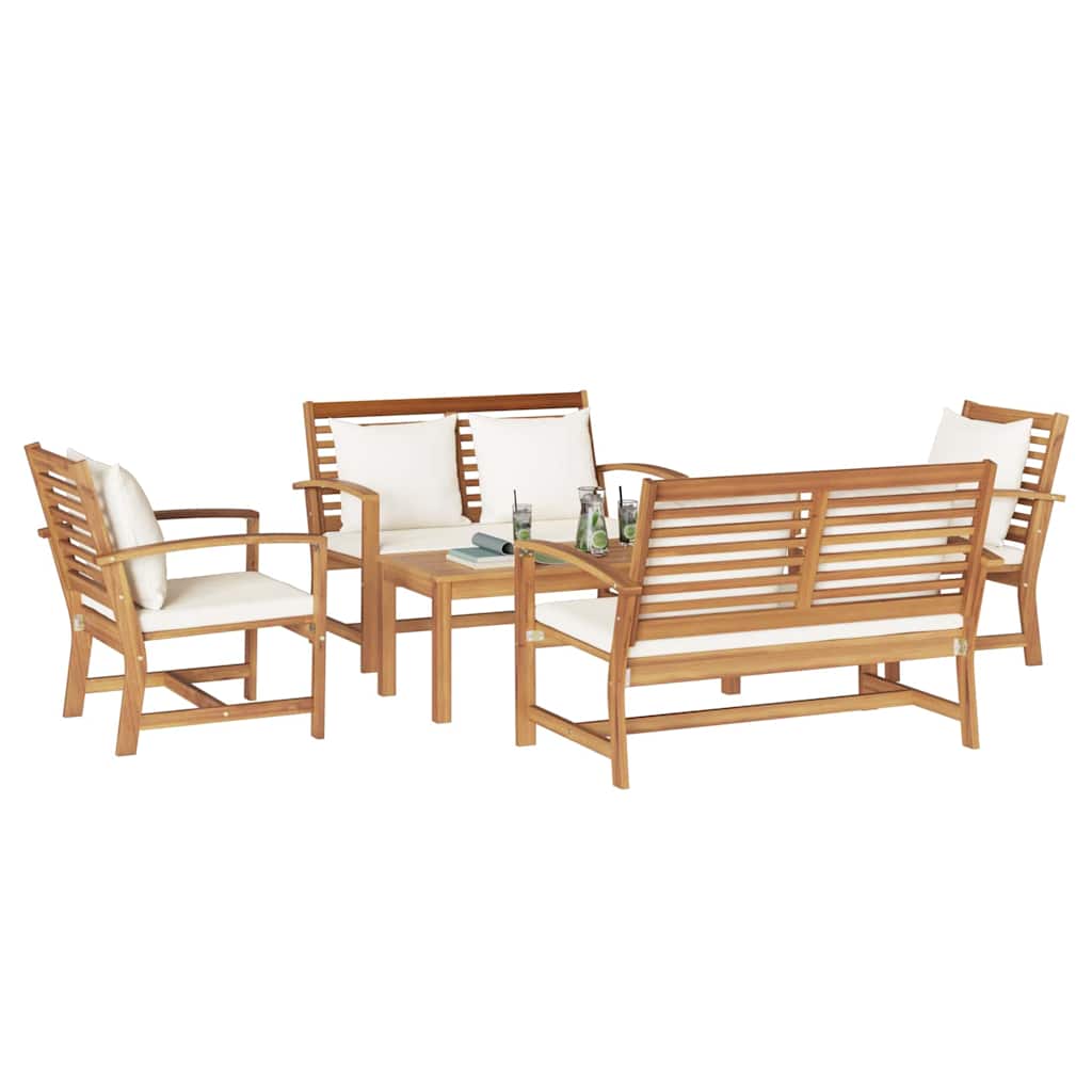 Set Divano da Giardino 5 pcs Naturale Legno massello di teak