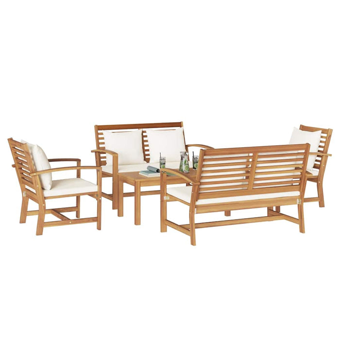 Set Divano da Giardino 5 pcs Naturale Legno massello di teak