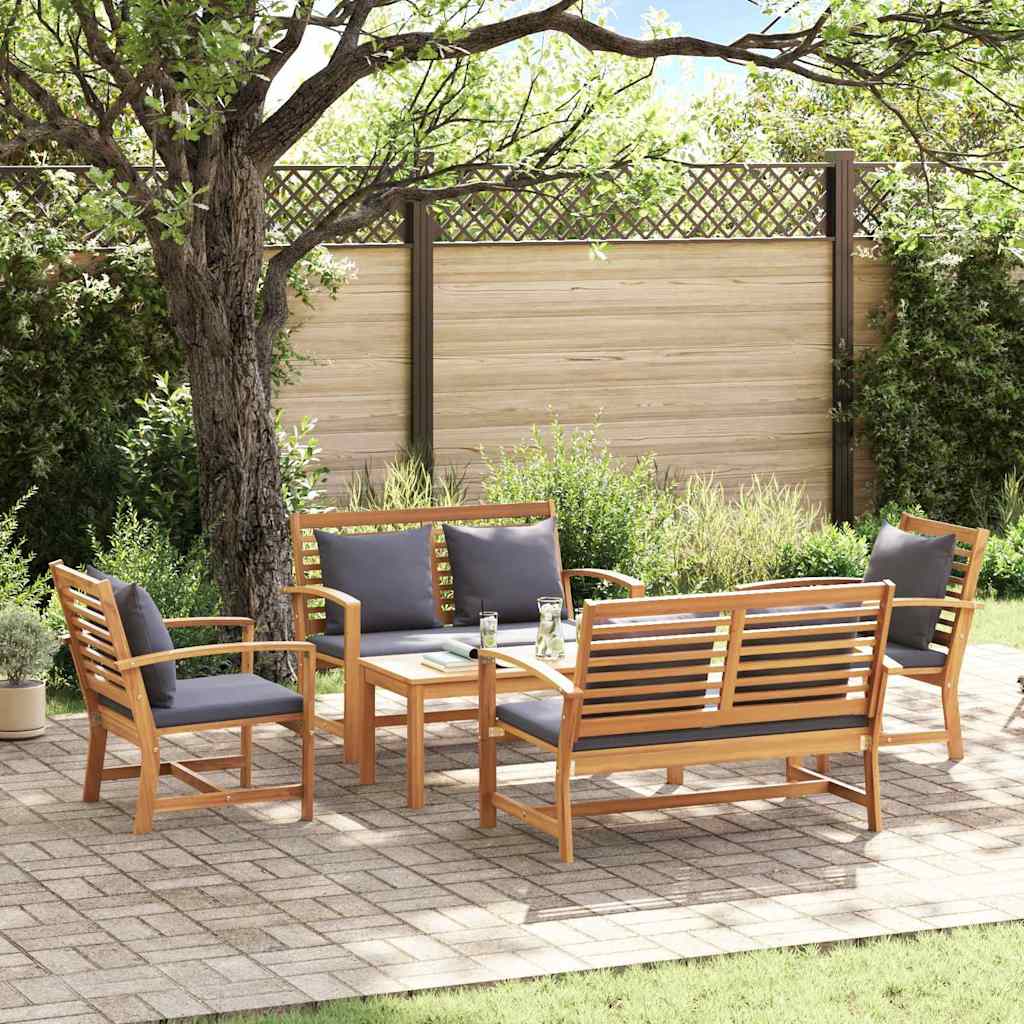 Set Divano da Giardino 5 pcs Naturale Legno massello di teak
