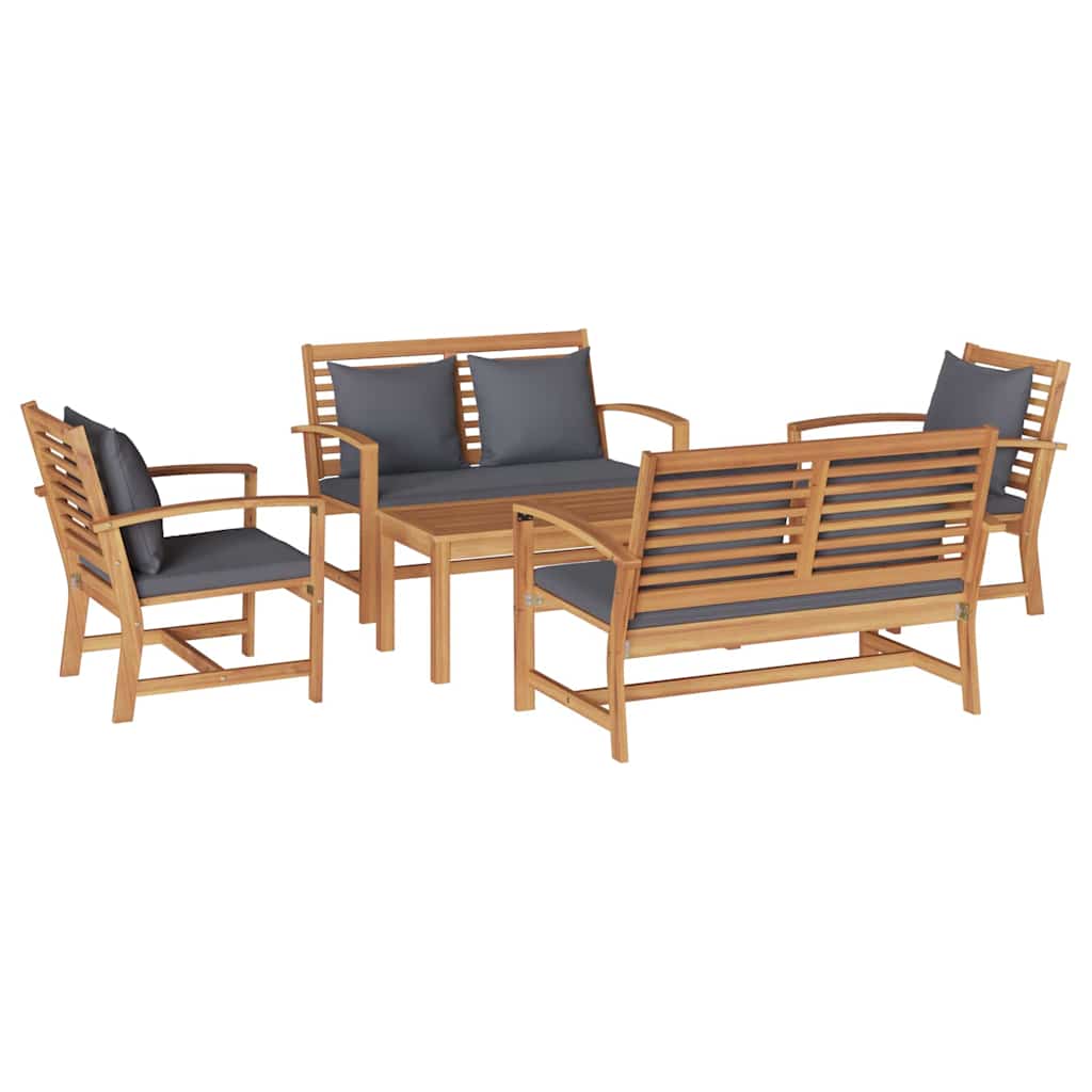 Set Divano da Giardino 5 pcs Naturale Legno massello di teak