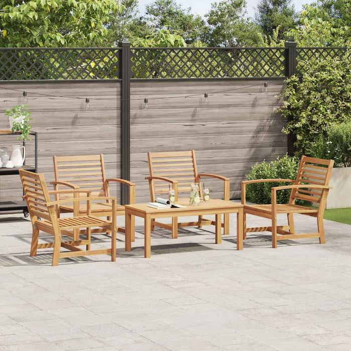Set Divano da Giardino 5 pcs Naturale Legno massello di teak