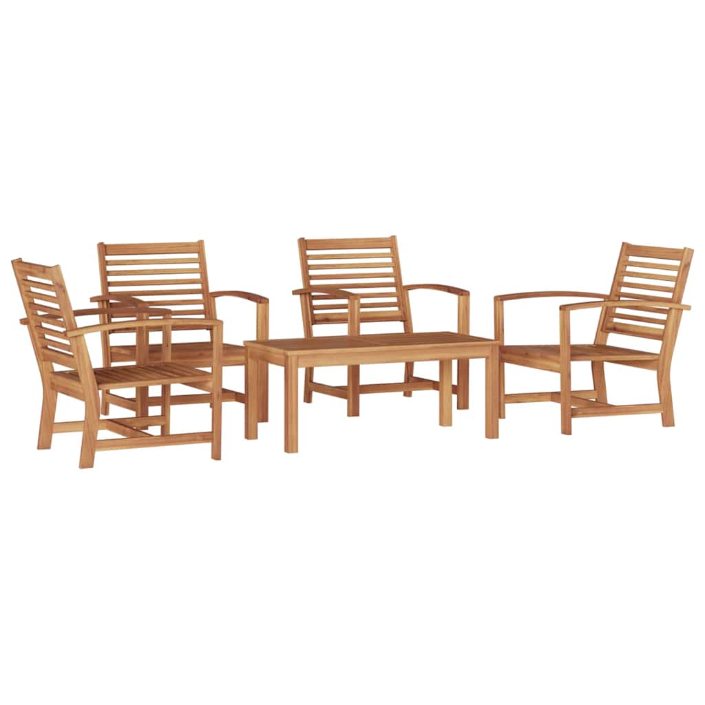 Set Divano da Giardino 5 pcs Naturale Legno massello di teak