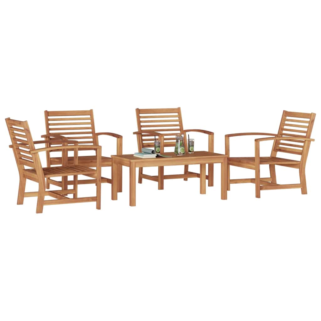 Set Divano da Giardino 5 pcs Naturale Legno massello di teak