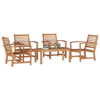 Set Divano da Giardino 5 pcs Naturale Legno massello di teak