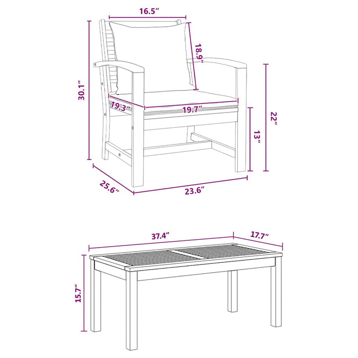 Set Divano da Giardino 5 pcs Naturale Legno massello di teak