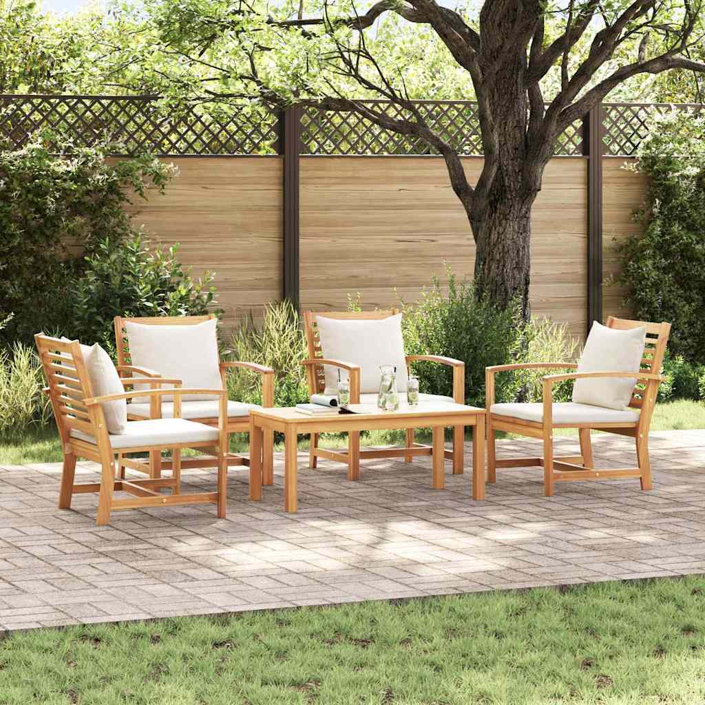 Set Divano da Giardino 5 pcs Naturale Legno massello di teak