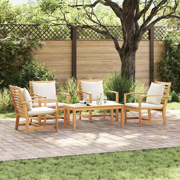 Set Divano da Giardino 5 pcs Naturale Legno massello di teak