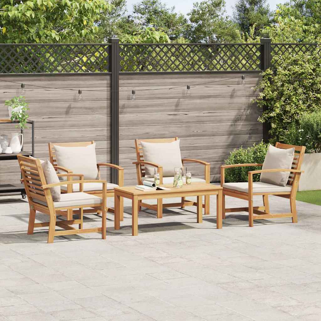 Set Divano da Giardino 5 pcs Naturale Legno massello di teak