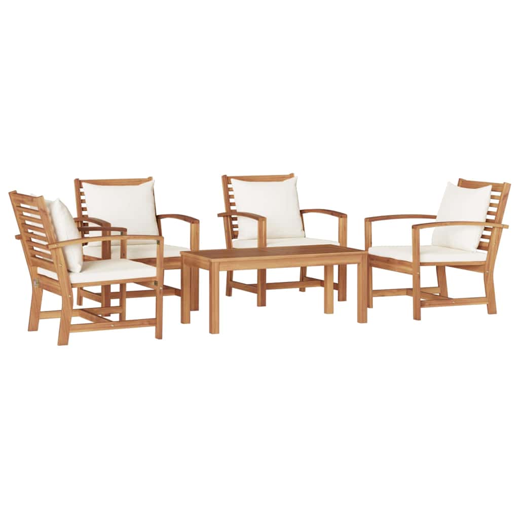 Set Divano da Giardino 5 pcs Naturale Legno massello di teak