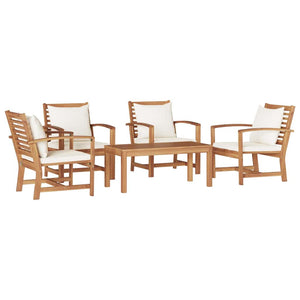 Set Divano da Giardino 5 pcs Naturale Legno massello di teak