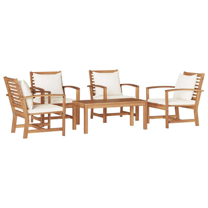 Set Divano da Giardino 5 pcs Naturale Legno massello di teak