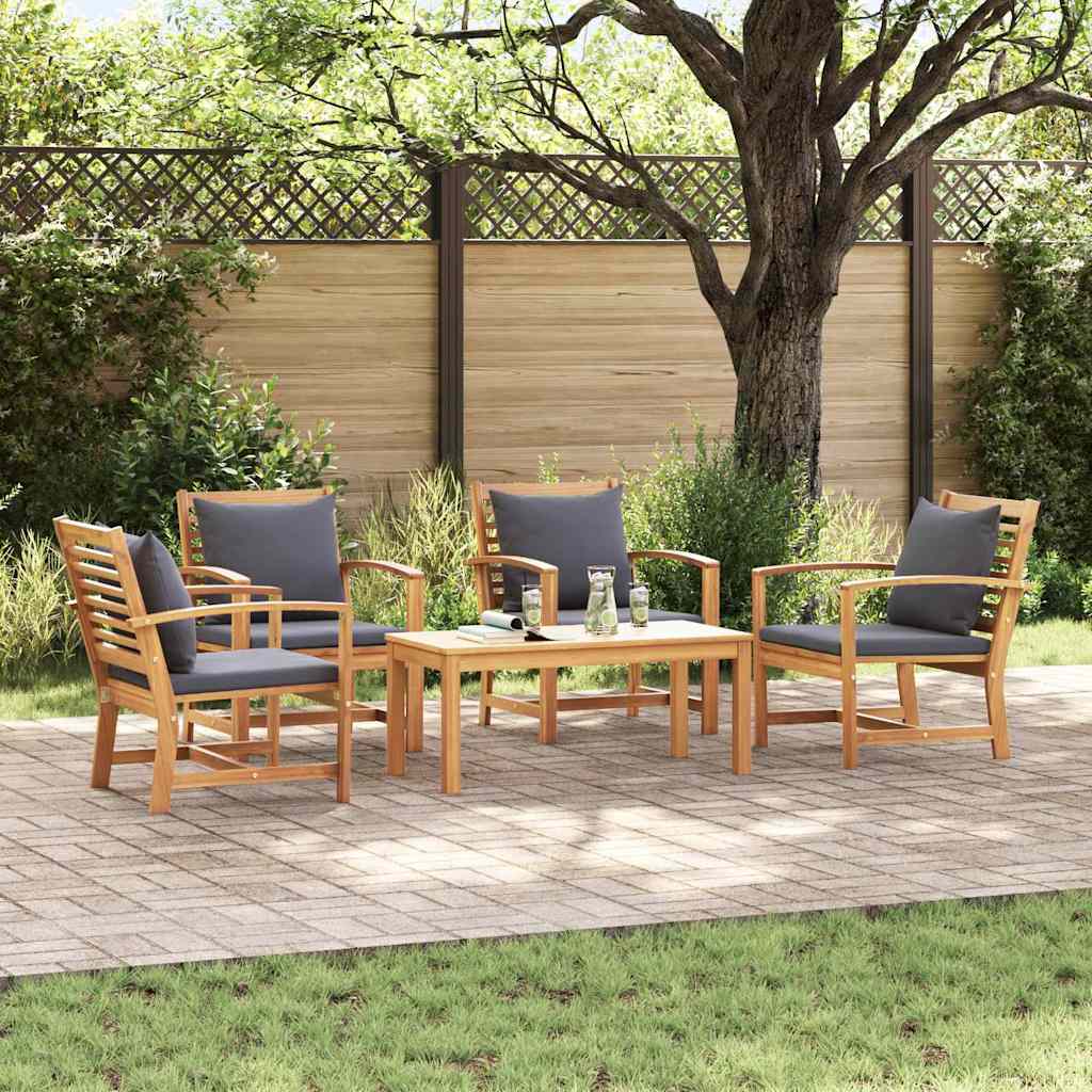 Set Divano da Giardino 5 pcs Naturale Legno massello di teak