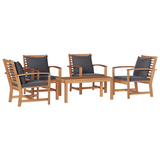 Set Divano da Giardino 5 pcs Naturale Legno massello di teak