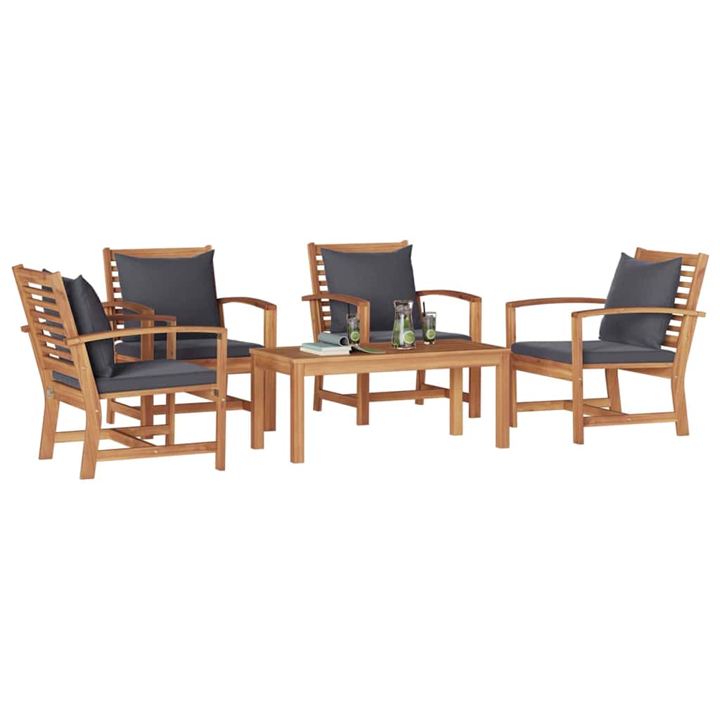 Set Divano da Giardino 5 pcs Naturale Legno massello di teak