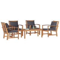 Set Divano da Giardino 5 pcs Naturale Legno massello di teak