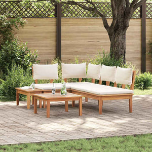 vidaXL Set Panchina da Giardino con cuscino 4 pcs Marrone e Crema