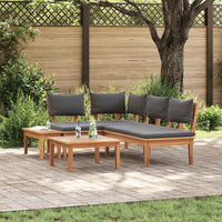 vidaXL Set Panchina da Giardino con cuscino 4 pcs Marrone e Grigio