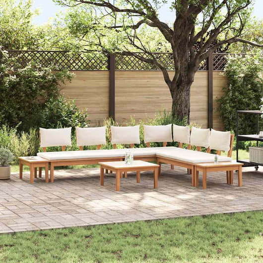 vidaXL Set Panchina da Giardino con cuscino 4 pcs Marrone e Crema