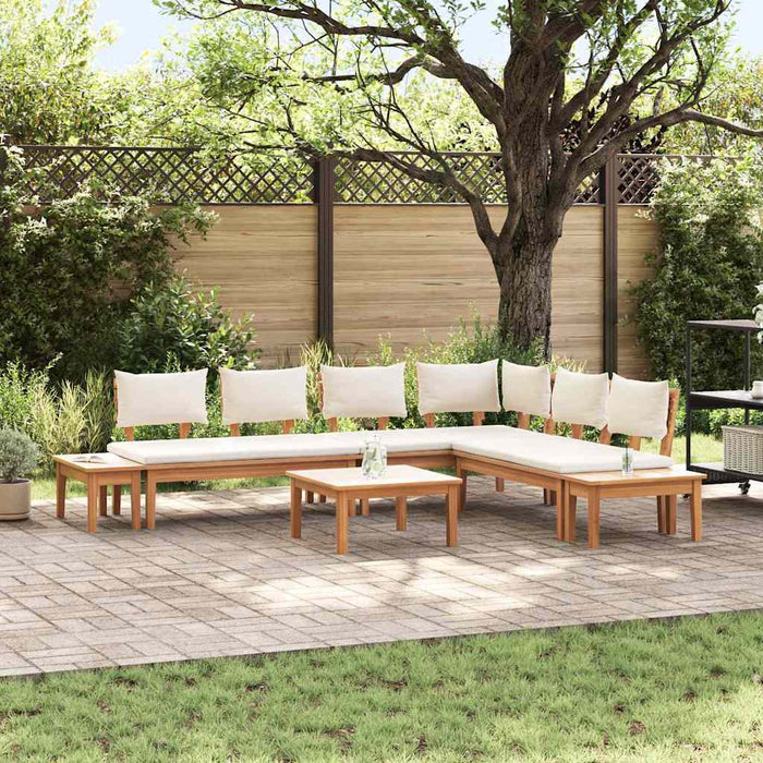 vidaXL Set Panchina da Giardino con cuscino 4 pcs Marrone e Crema