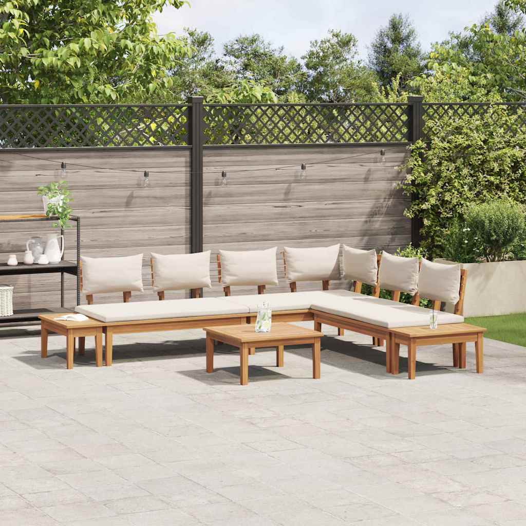 vidaXL Set Panchina da Giardino con cuscino 4 pcs Marrone e Crema