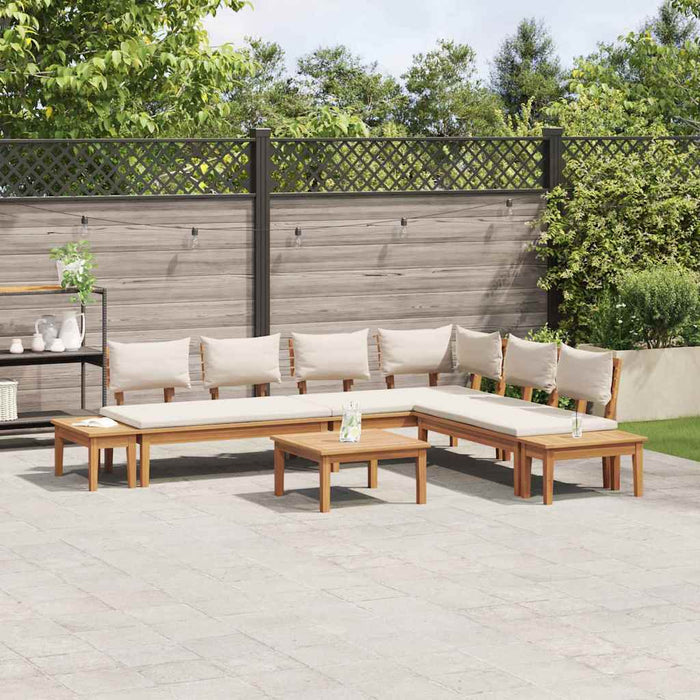 vidaXL Set Panchina da Giardino con cuscino 4 pcs Marrone e Crema