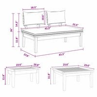 vidaXL Set Panchina da Giardino con cuscino 4 pcs Marrone e Crema