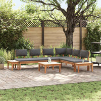 vidaXL Set Panchina da Giardino con cuscino 3 pcs Marrone e Grigio