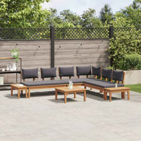 vidaXL Set Panchina da Giardino con cuscino 3 pcs Marrone e Grigio