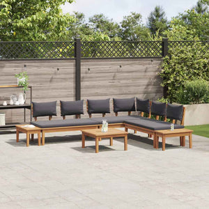 vidaXL Set Panchina da Giardino con cuscino 3 pcs Marrone e Grigio