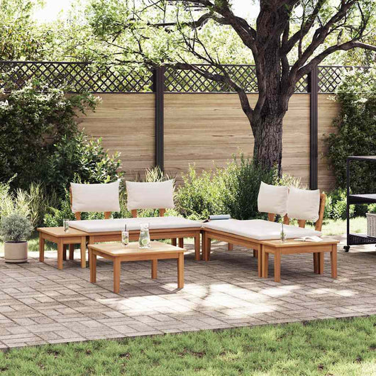 vidaXL Set Panchina da Giardino con cuscino 3 pcs Marrone e Crema