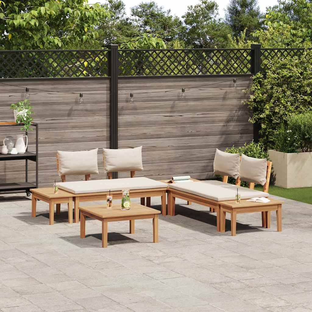 vidaXL Set Panchina da Giardino con cuscino 3 pcs Marrone e Crema
