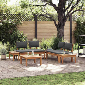 vidaXL Set Panchina da Giardino con cuscino 3 pcs Marrone e Grigio