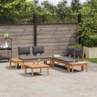 vidaXL Set Panchina da Giardino con cuscino 3 pcs Marrone e Grigio