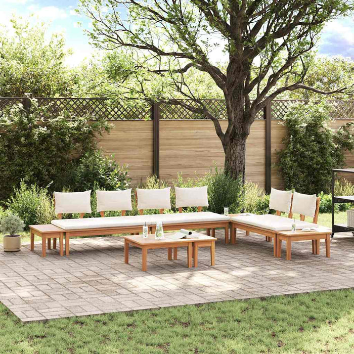 vidaXL Set Panchina da Giardino con cuscino 5 pcs Marrone e Crema