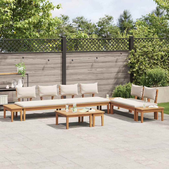 vidaXL Set Panchina da Giardino con cuscino 5 pcs Marrone e Crema