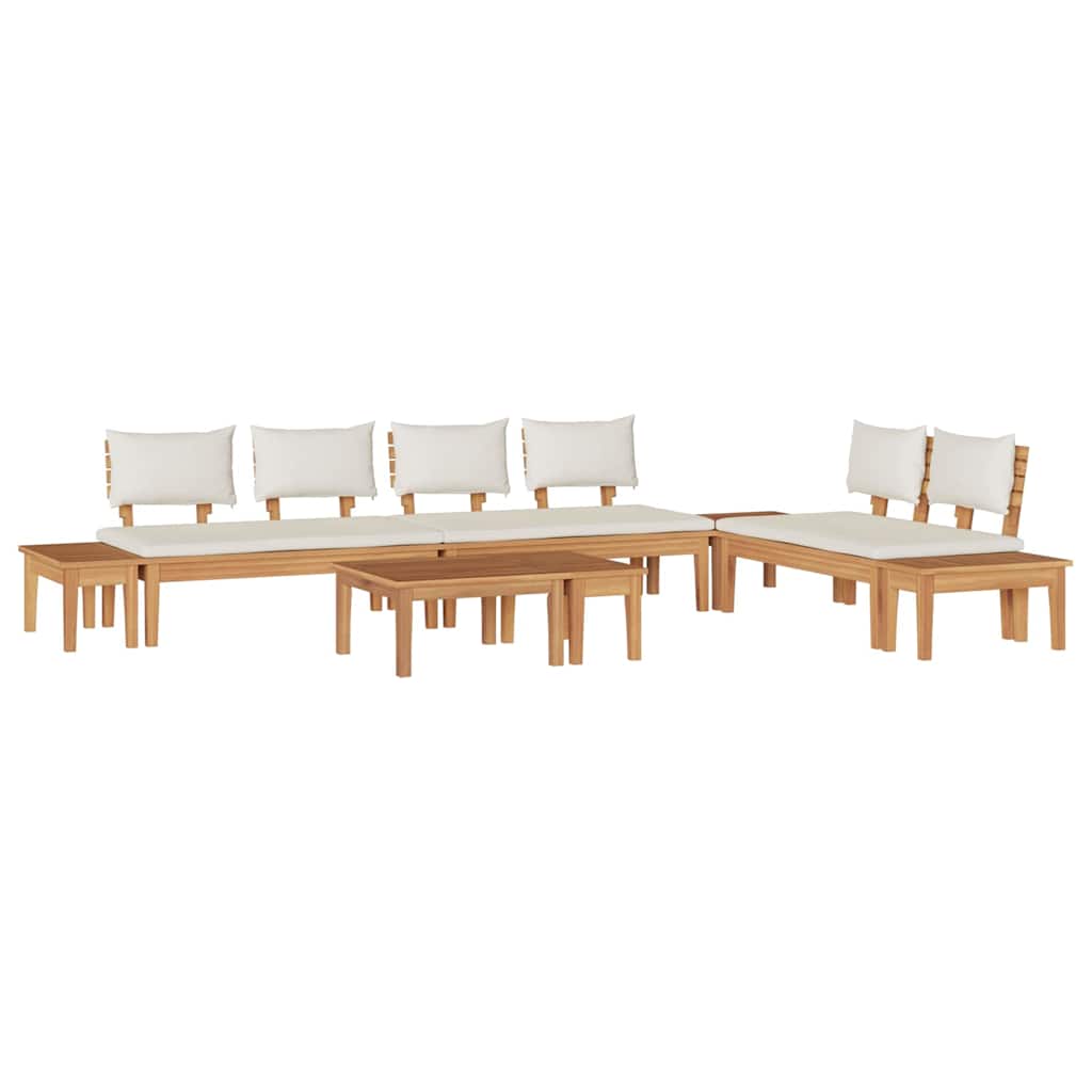 vidaXL Set Panchina da Giardino con cuscino 5 pcs Marrone e Crema