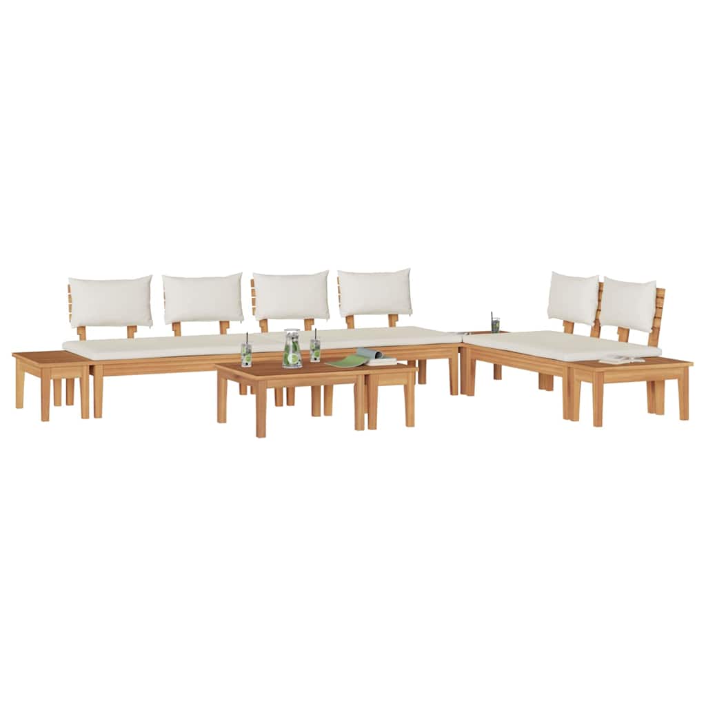 vidaXL Set Panchina da Giardino con cuscino 5 pcs Marrone e Crema