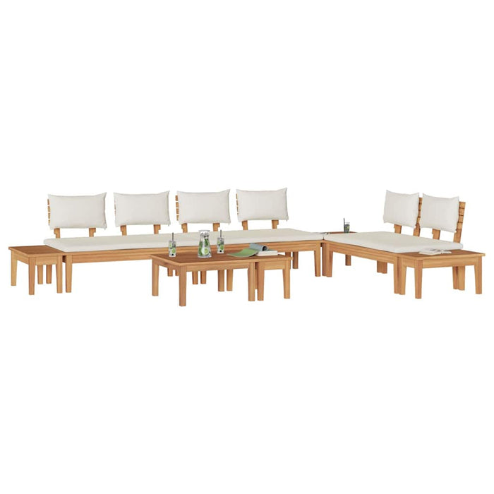 vidaXL Set Panchina da Giardino con cuscino 5 pcs Marrone e Crema